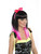 Womens 80s Style Punk Rocker Costume Neon Pink Headband With Bow