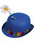 Clown Costume Rainbow Blue Felt Derby Hat With Flower