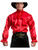 Mens Red Premium Adult 2-Tier Ruffle Satin Pirate Shirt