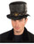 Deluxe Mens Womens Steampunk Black Costume Belted Faux Leather Top Hat