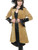 Womens Tan And Black Elegant Pirate Lady Captain Long Costume Jacket Coat