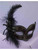 Deluxe Black And Silver Satin Mardi Gras Carnival Mask With Feather Plume