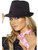 Deluxe Gangster Fever Trilby Black Pinstripe Fedora Razzel Hat Costume Accessory