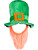 Large Green Plush Leprechaun Top Hat With Orange/White Beard Costume Accessory