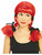 Red Pigtails Country Girl Costume Black Ribbon Wig