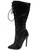 Highest Heel Womens 4.5" Stretch Lace-Up Corset Boot Black Patent Shoe