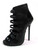 Highest Heel Womens 5" Micro Snake Trip Buckled Instep Black Soft PU Shoes