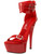 Highest Heel Women's 6" Platform Ankle Cuff Red Patent Shoes
