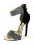 Highest Heel Womens 5" Sandal Rhinestone Vamp Ankle Cuff Black Suede PU Shoes
