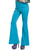 Womens 70s High Waisted Flared Powder Blue Disco Pants