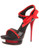 Women's Shoes 5 1/2" Micro Stiletto Satin Ribbon Detail And Bow Black Red Combo