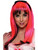 Sexy Adult Womens 80s Pink Black Streak New Wave Costume Neon Doll Wig