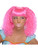 Adult Womens Pink Nicki Minaj Bubble Gum Clown Team Spirit Curly Wig