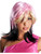 Adult Pink Blonde and Black Shoulder Length Costume Wig