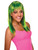 Adult Womens Costume Long Neon Glamorous Green Black Straight Bangs Wig