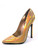 Highest Heel Womens 5" Plain Pump Gold Iridescent Patent PU Shoes