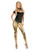 Womens Sexy 50s or 80s Dance Crew Gold Lame Liquid Metal Leggings