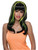 Adults Womens 80s Long Black Neon Yellow Streaks Punk Rave Costume Wig