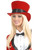 Women's Circus Magician Showgirl Red Top Hat With Black Ribbon Costume Accessory