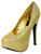 Women's Highest Heel Shoes 5 1/2" Covered Platform Pump - Gold Glitter PU