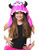 Child Girls Deluxe Bubblegum Pink Furry Plush Horned Monster Hood