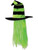 Adult Lime Green Witch Hat With Hair Wig Headpiece Costume Accessory