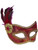 Adult's Red Gold Sequin Venetian Carnival Eye Mask with Feather Plume