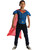 Boys Deluxe Superman Man of Steel Muscle T-Shirt Cape Costume Standard 4-6