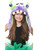 Child Girls Deluxe Purple Green Furry Plush Horned Monster Hood