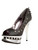 Women's Shoes 5" Open Toe Pump With Metal Spikes Detail On Topline Black Soft PU