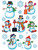 16 Count Snowman And Snowflake Wall Clings Holiday Decorations 12"x17"