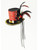 Black Red Feathered Mini Carnival Circus Twisted Attraction Top Hat
