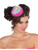 Womens Cute Pink Blue Pom Poms Clown Mini Costume Pastel Feathered Hat