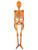 4' Orange Hanging Plastic Skeleton Creepy Halloween Decoration