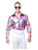 Mens Adult's 70s Metallic Flower Print Disco Shirt Costume