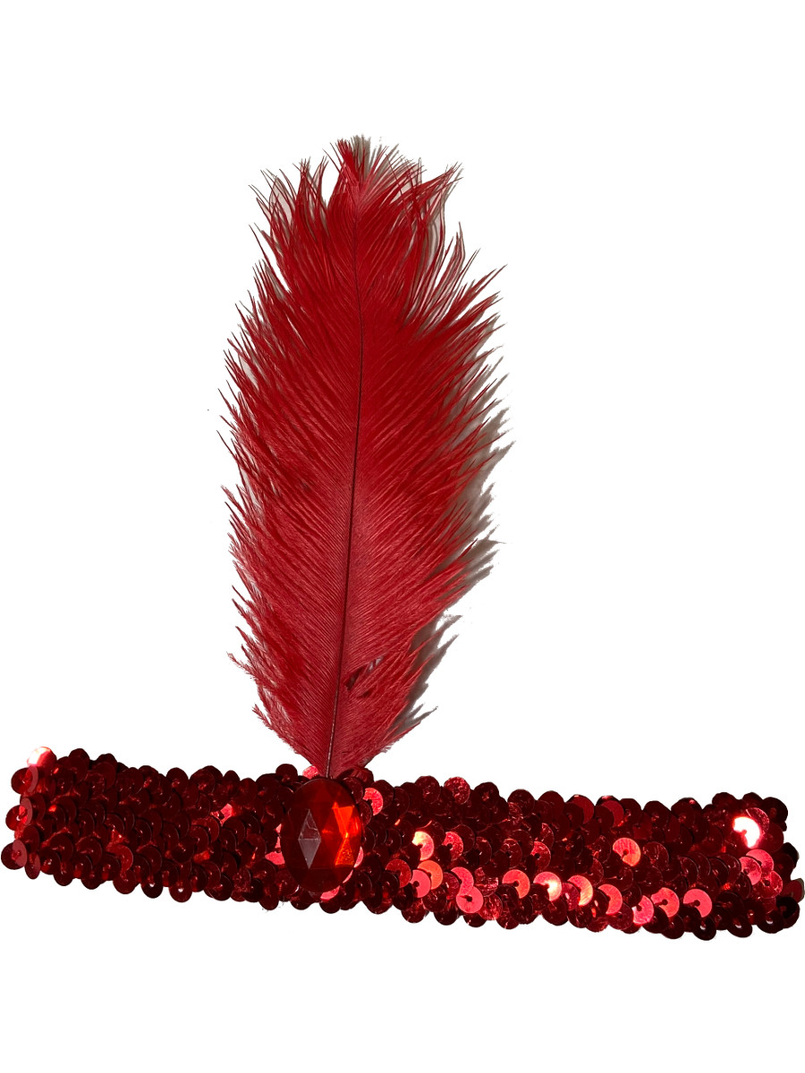 20s Flapper Red Sequin Headband