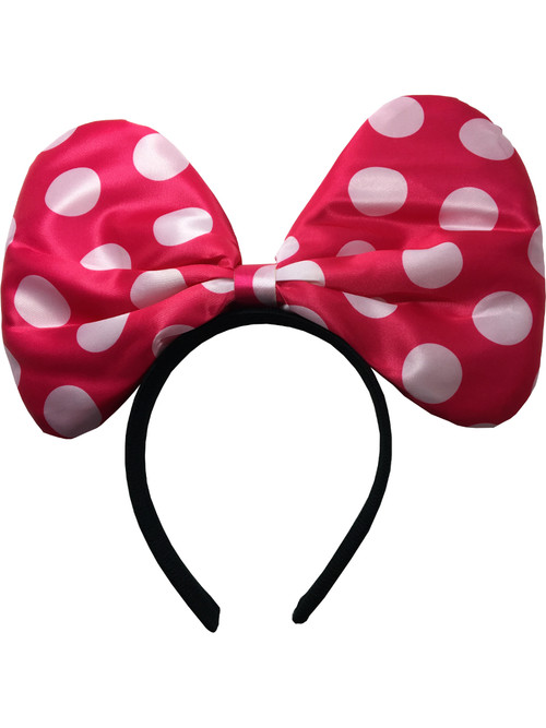 Big Pink Flashing Polka Dot Bow Headband
