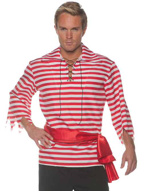 Black And White Striped Pirate Mens Shirt