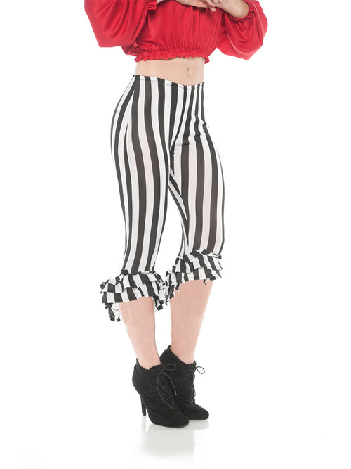 Red and Black Stripes Ruffle Leggings