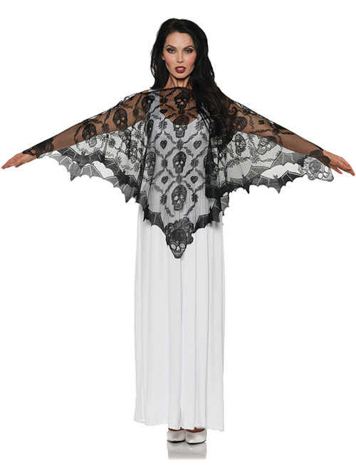 Adults Vampire Skull Lace Poncho