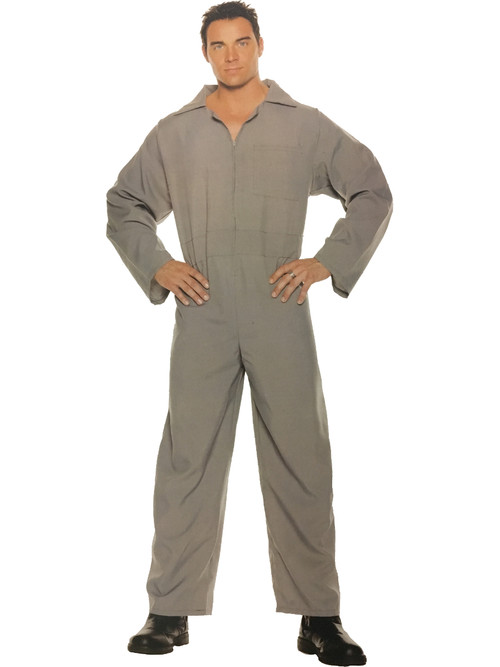 Mens Grey Mechanic Jumpsuit Costume