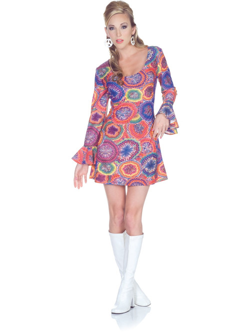 70s Psychedelic Splash Womens Costume Dress
