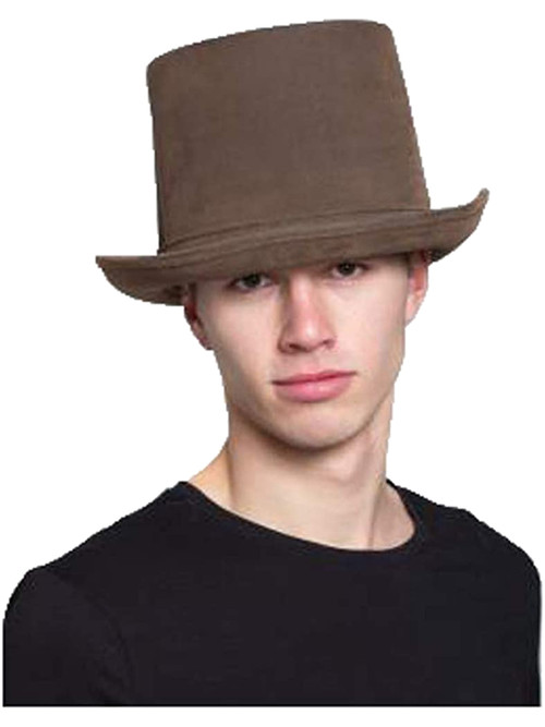 Adult's Brown Leatherlike Top Hat