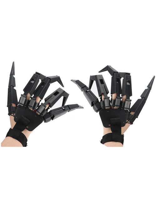 Adult's Black Articulating Finger Gloves Costume Accessory