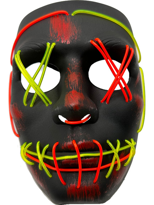 Heavy Cross Hatch Mask 2Color Lime Red Party Wire EL Light Up Accessory