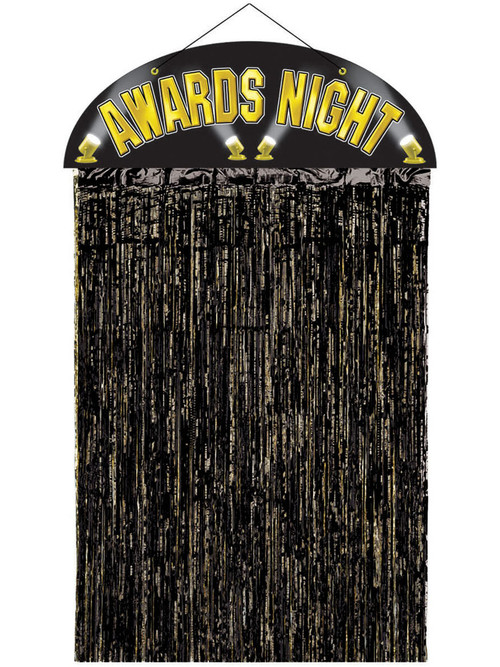 Awards Night Black Tinsel Door Curtain
