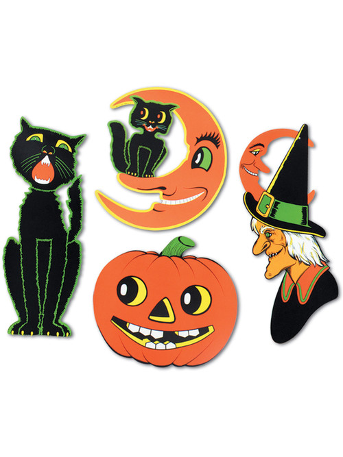 Set Of 4 Large 2 Sided Halloween Cutouts