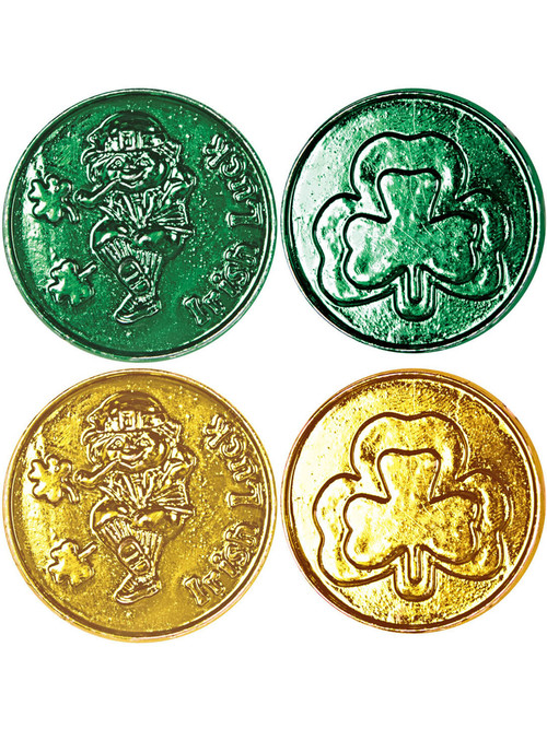 Set Of 40 St Patricks Day Gold And Green Coins