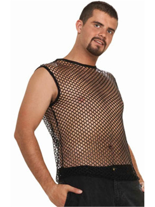 Black Sleeveless Mesh Shirt