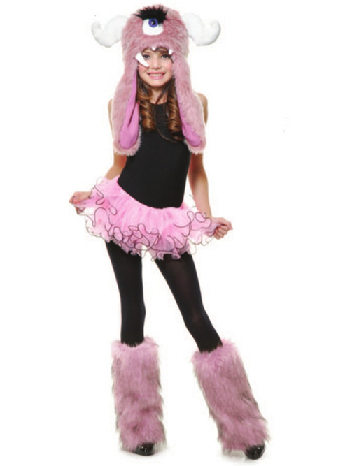 Children's Pink and White Furry Monster Leg Warmers